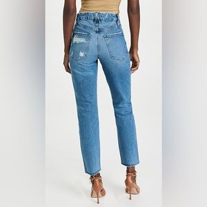 Good American Good Vintage Distressed Hem Straight Leg Jeans 99% Cotton